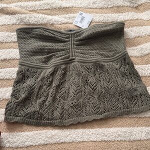 Olive Green Strapless Knit Top